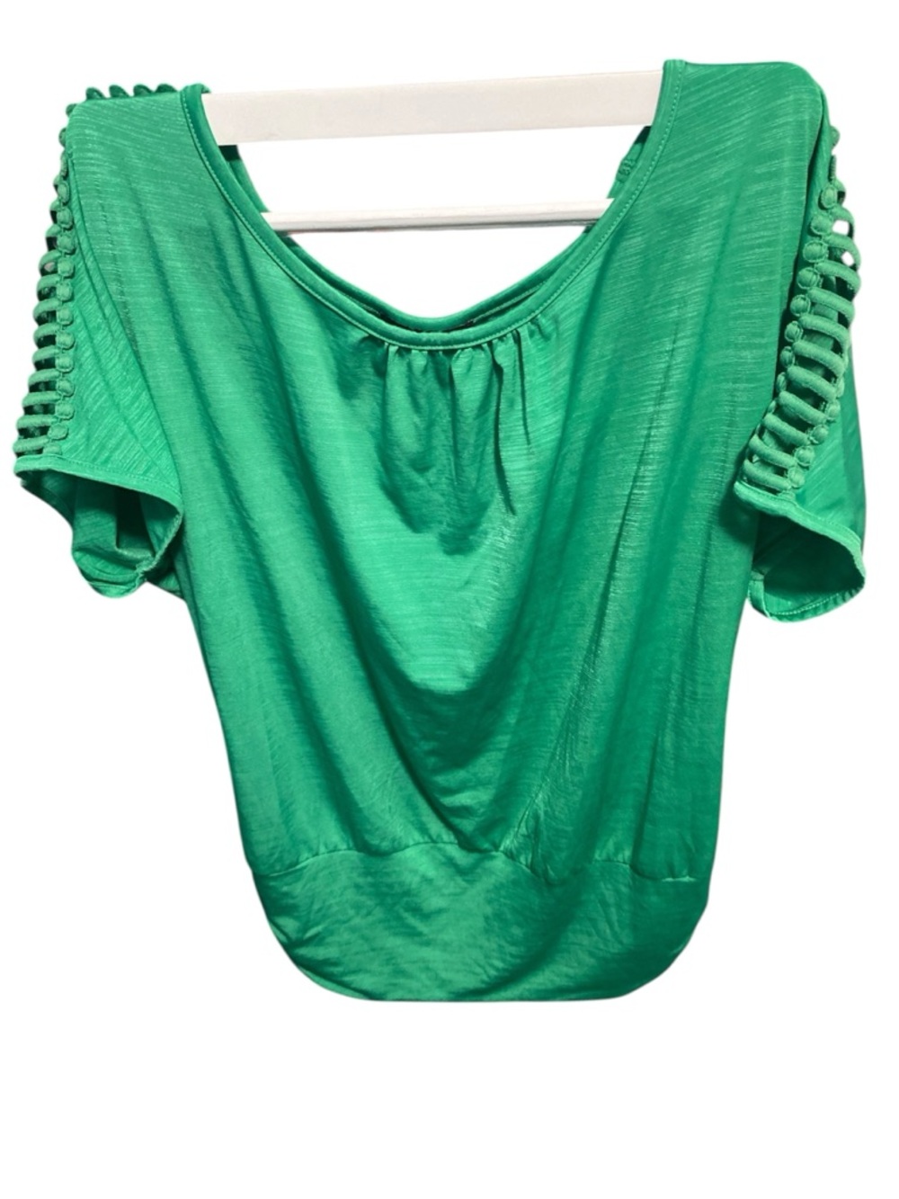 AGB Emerald Green Short Sleeve Ladder-Sleeve Top
